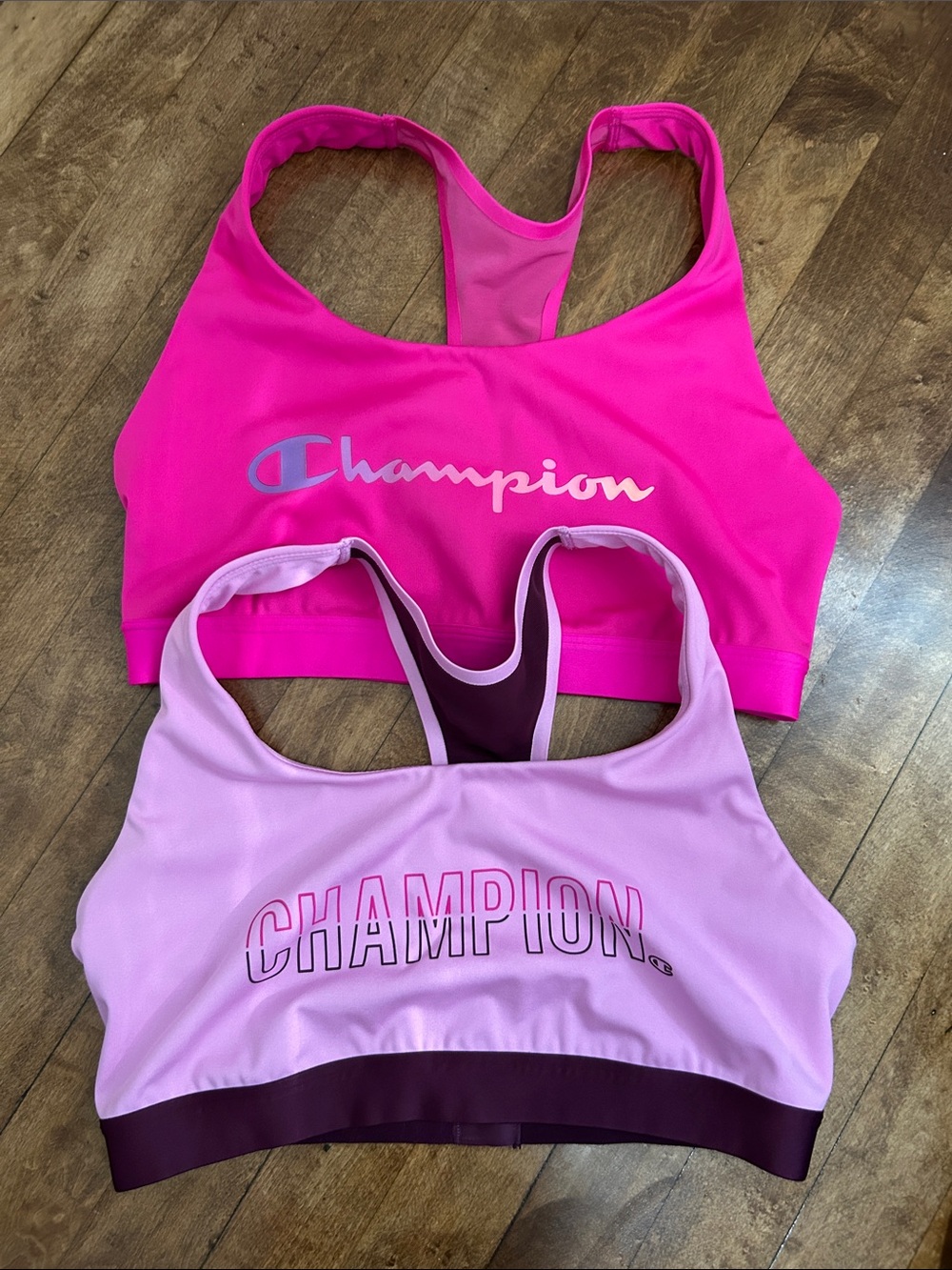 Lot of 2 Champion Racerback Sports Bras with Logo